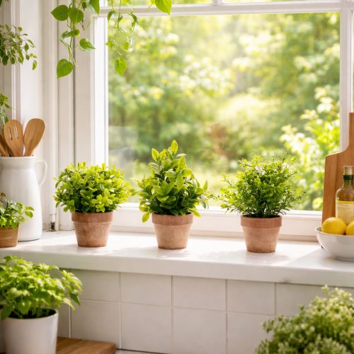 Artikel Kunstpflanze im Blumentopf mit realistischer Textur für Innenräume und Dekoration 18cm 3St