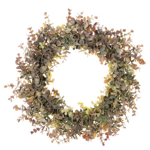 Künstlicher Eukalyptuskranz Herbstdeko rund 45 cm Kunststoff Grün-Braun