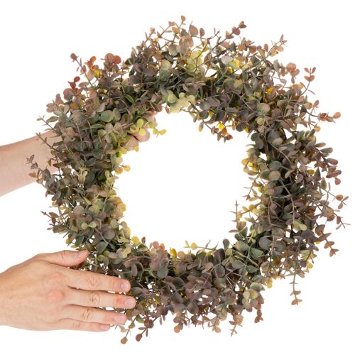 Künstlicher Eukalyptuskranz Herbstdeko rund 45 cm Kunststoff Grün-Braun | Floristik24.ch