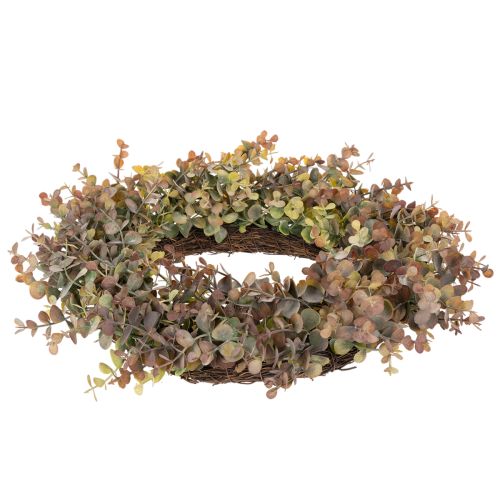 Künstlicher Eukalyptuskranz Herbstdeko rund 45 cm Kunststoff Grün-Braun | Floristik24.ch