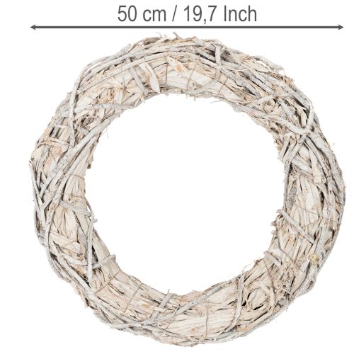 Zweigkranz rund aus Holz und Rindenfaser, 50 cm, geweisst, für Dekoration und Basteln | Floristik24.ch