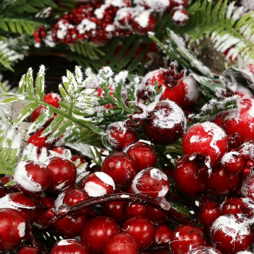 Floristik24 Kranz Grün mit roten Beeren gefrostet 36cm