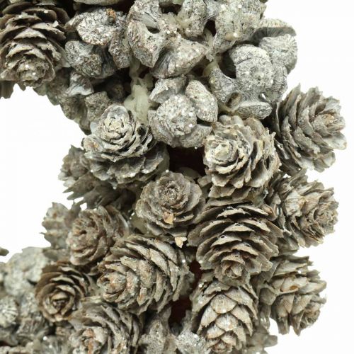 Floristik24 Deko Kranz Zapfen Lärche und Zypresse Weiß, Glitter Ø20cm 2St