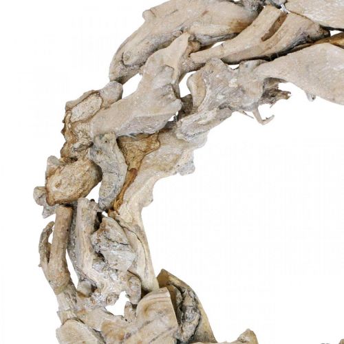 Floristik24 Holzkranz Wurzeln und Äste Weiß gewaschen Dekokranz Ø40cm H9cm