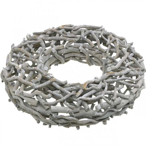 Floristik24 Dekokranz Holz Grau gekalkt Naturkranz Tischdeko Ø50cm