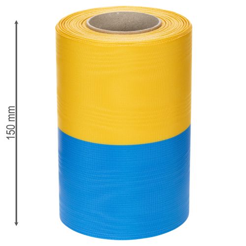 Artikel Kranzband Moiré 150 mm Blau-Gelb – Dekoband für Trauerkränze und Feierlichkeiten