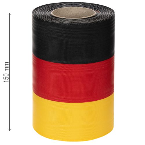 Artikel Kranzbänder Moiré 150mm schwarz-rot-gold mit französischem Moiré-Effekt, 25m Rolle für Dekoration und Trauerfeiern