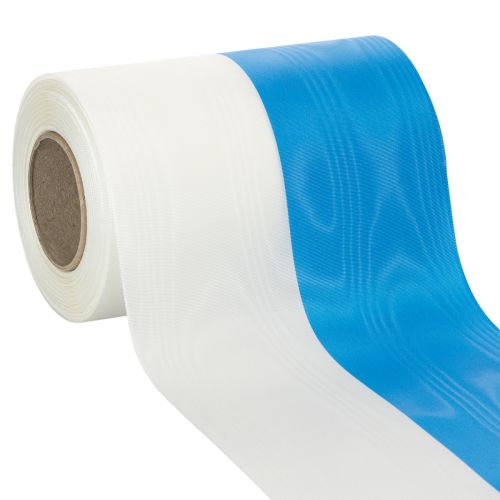 Artikel Kranzband Taft Moiré Blau-Weiss 150 mm Dekorationsband