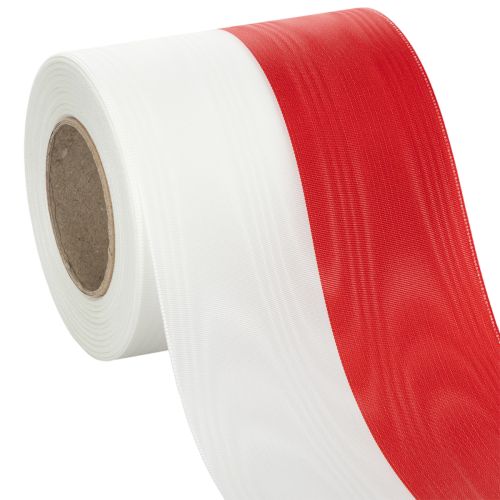 Kranzbänder Moiré Weiß-Rot 100 mm online kaufen | Floristik24.ch