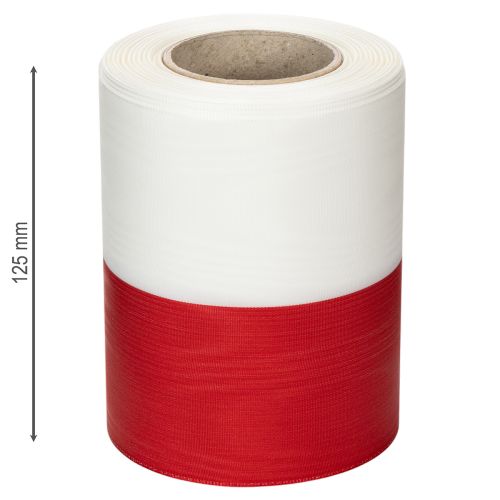 Artikel Kranzbänder Moiré Weiß-Rot 125mm - Trauerband Dekoband Schleifenband Festband 25m Rolle
