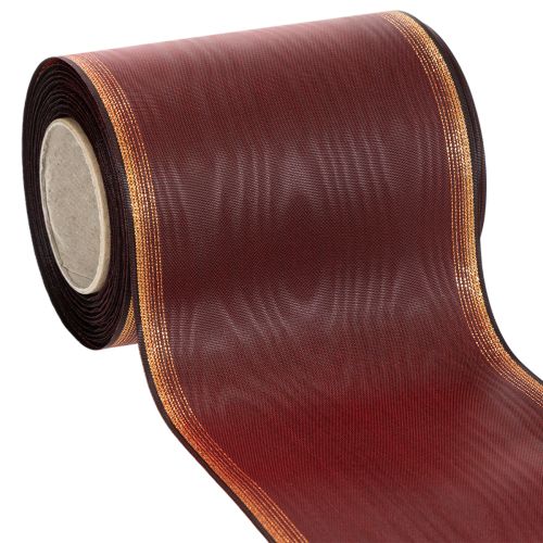 Kranzband Bordeaux Moiré Taftbindung mit Goldkante 125mm x 25m Dekoband online kaufen | Floristik24.ch