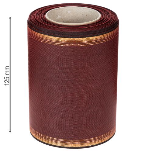 Kranzband Bordeaux Moiré Taftbindung mit Goldkante 125mm x 25m Dekoband | Floristik24.ch