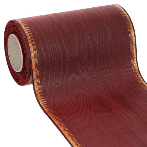 Kranzband aus Taft mit Moiré-Effekt, Bordeaux mit Goldkante, 175mm x 25m online kaufen | Floristik24.ch