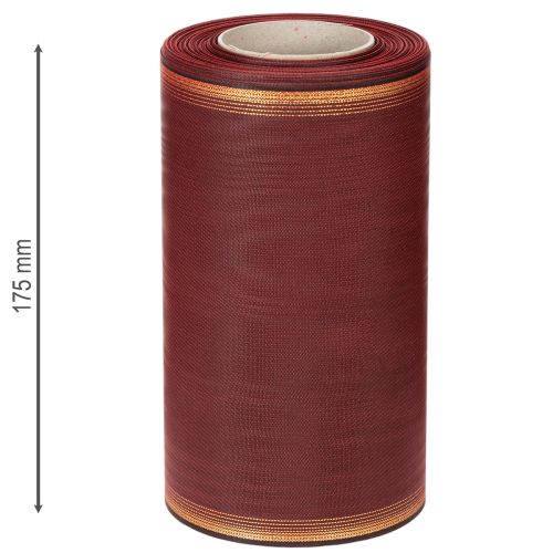 Kranzband aus Taft mit Moiré-Effekt, Bordeaux mit Goldkante, 175mm x 25m | Floristik24.ch