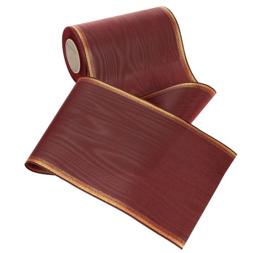 Kranzband aus Taft mit Moiré-Effekt, Bordeaux mit Goldkante, 175mm x 25m | Floristik24.ch