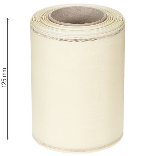 Kranzband Supersatin Creme mit Goldkante 125mm x 25m Wasserfest für Dekoration | Floristik24.ch