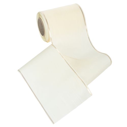 Kranzband Supersatin Creme mit Goldkante 125mm x 25m Wasserfest für Dekoration | Floristik24.ch