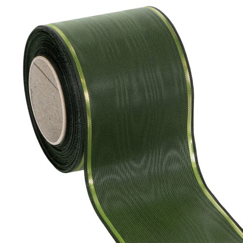 Kranzband Dunkelgrün mit Goldkante 75mm 25m - Ideal für Trauerschleifen und Floristik online kaufen | Floristik24.ch