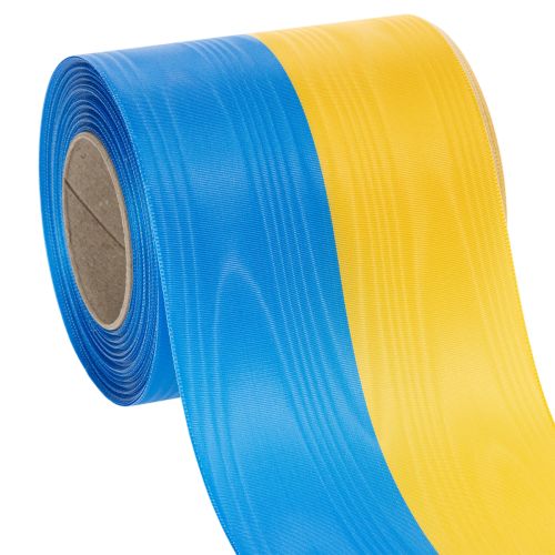 Kranzband Moiré Blau-Gelb 100 mm aus Acetat für Dekoration und Kränze online kaufen | Floristik24.ch
