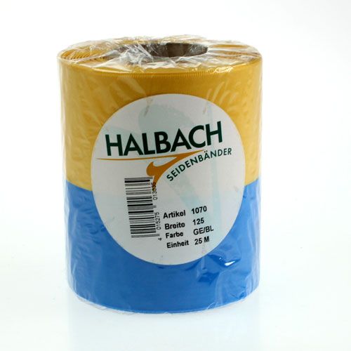 Floristik24 Kranzbänder Moiré blau-gelb 125 mm