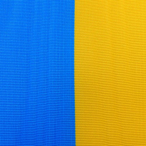 Artikel Kranzbänder Moiré blau-gelb 150 mm