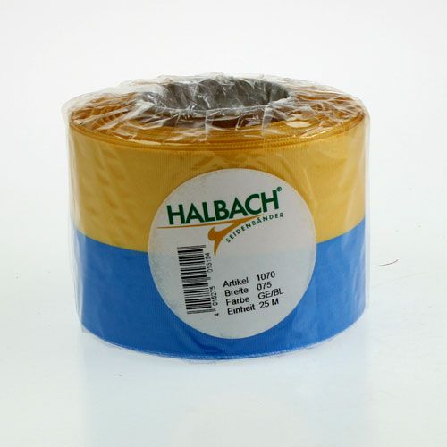 Floristik24 Kranzbänder Moiré Blau-Gelb 75 mm