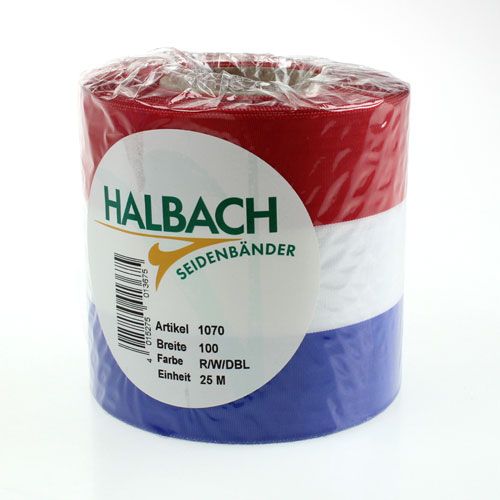 Floristik24 Kranzbänder Moiré blau-weiß-rot 100 mm