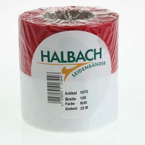 Floristik24 Kranzbänder Moiré Weiß-Rot 100 mm