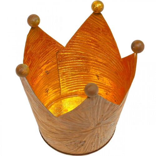 Teelichthalter Krone Rost Gold