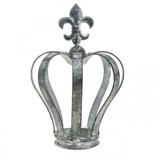 Floristik24 Dekokrone, Tischschmuck, Metalldeko Silbern, Weiß gewaschen H16cm Ø11cm