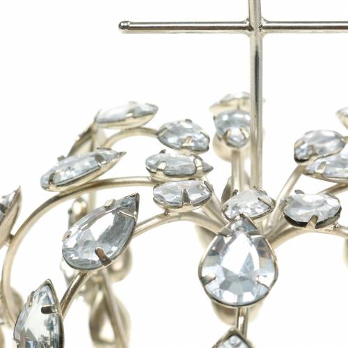 Floristik24 Krone mit Diamanten und Kreuz Silber Ø11cm H17cm