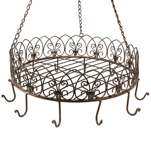 Floristik24 Küchenkrone Küchenhänger Korb mit Haken Braun Rost Optik Ø40cm