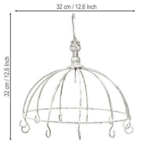 Floristik24 Küchenkrone Küchenhänger Metall Weiß Shabby Chic Ø31,5cm