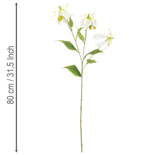 Künstlicher Gloriosa Blütenzweig weiss gelb aus Kunststoff und Stoff 80 cm 3er-Set | Floristik24.ch