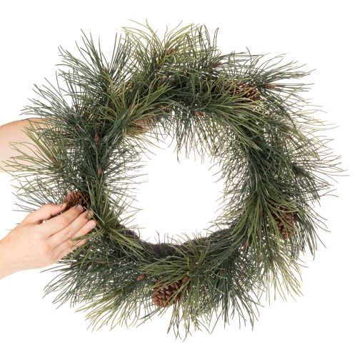 Künstlicher Kiefernkranz mit Zapfen 60 cm Grün | Floristik24.ch