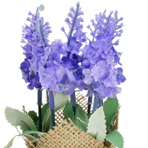 Floristik24 Künstlicher Lavendel Kunstblume Lavendel im Jutesack Weiß/Lila/Blau 17cm 5St