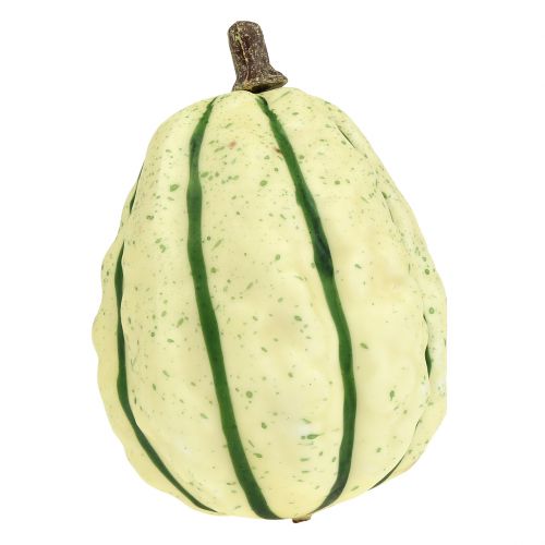 Floristik24 Deko-Kürbis Creme, Grün 11cm 6St