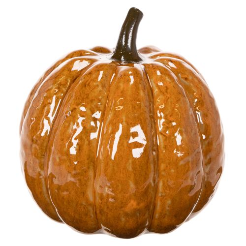 Keramik Kürbis 15 cm, orange, mit LED-Beleuchtung für Halloween | Floristik24.ch