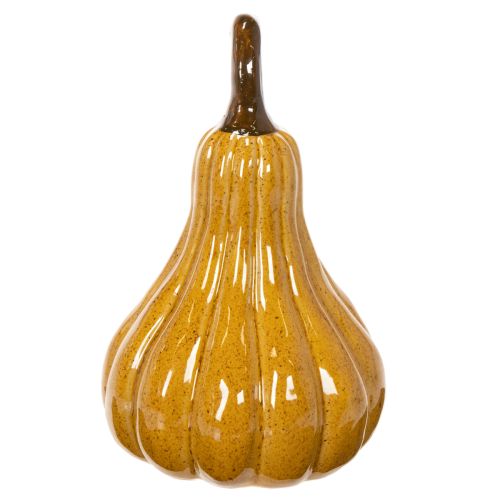 Deko-Kürbis aus Keramik 18cm Dunkelgelb mit Braun | Floristik24.ch