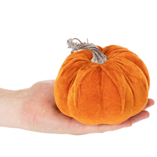 Set aus drei Stoff-Kürbissen in Orange, Gelb und Rot, 13 cm hoch, herbstliche Tischdekoration | Floristik24.ch