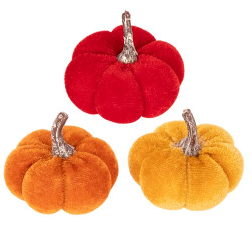 Deko Kürbis Set aus Samt, 5 cm, Rot, Orange, Gelb, 12 Stück | Floristik24.ch