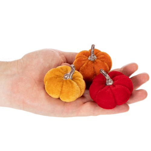 Deko Kürbis Set aus Samt, 5 cm, Rot, Orange, Gelb, 12 Stück | Floristik24.ch