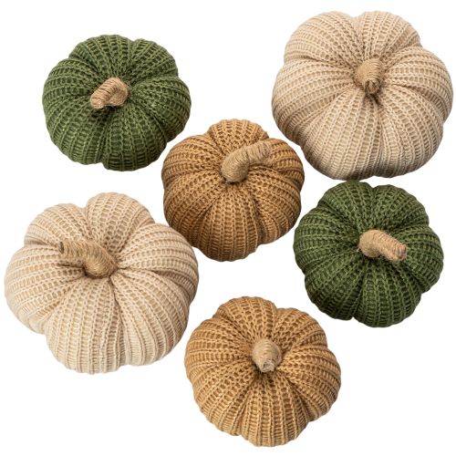 Gestrickte Deko-Kürbisse 10 cm und 8 cm 6er-Set Braun, Beige, Grün online kaufen | Floristik24.ch