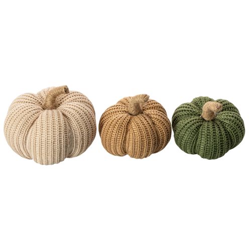 Gestrickte Deko-Kürbisse 10 cm und 8 cm 6er-Set Braun, Beige, Grün | Floristik24.ch