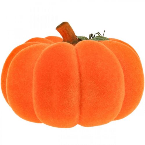 Floristik24 Kürbis Deko Orange groß Beflockte Herbstdeko Ø30cm