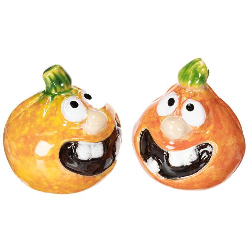 Dekofigur Kürbis aus Keramik, 6 cm, 2er-Set, Orange mit Grün online kaufen | Floristik24.ch