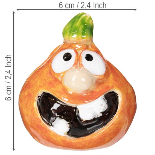 Dekofigur Kürbis aus Keramik, 6 cm, 2er-Set, Orange mit Grün | Floristik24.ch