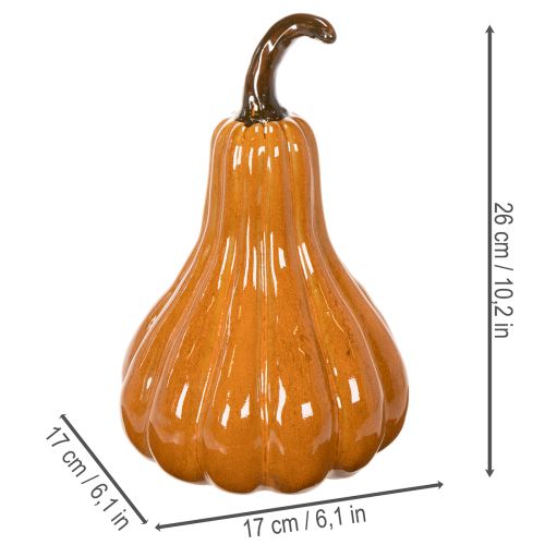 Kürbis aus Keramik, 26 cm, orange, herbstliche Innendekoration | Floristik24.ch