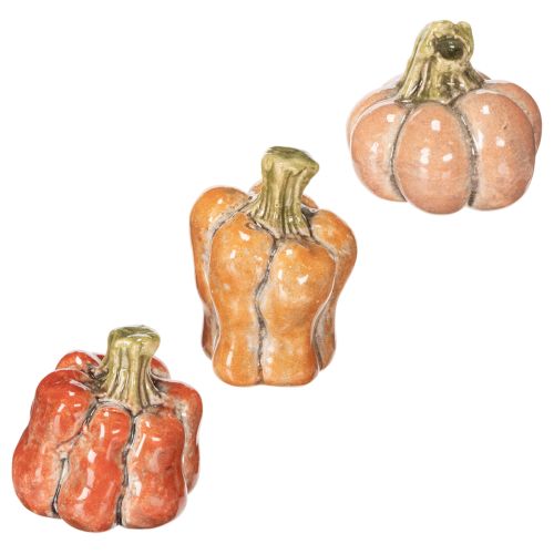 Kleine Keramik-Kürbisse 3er-Set, 5 cm, Orange, für Herbstdekoration | Floristik24.ch