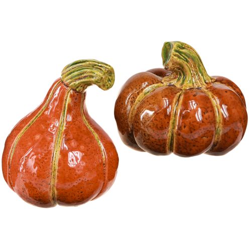 Kürbisse Keramik Herbstdeko Braun Orange 10/13cm 2 St